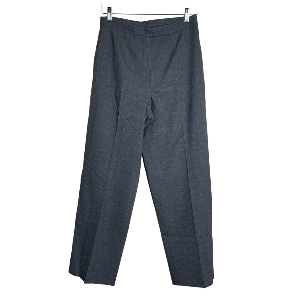 Kasper 8P Pants Lined Gray Pinstripe Wide Leg Slacks Career‎